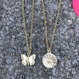 18k Gold Butterfly necklace & Gold daisy Necklace